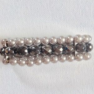 Express White & Gray Faux Pearl Bracelet Stack